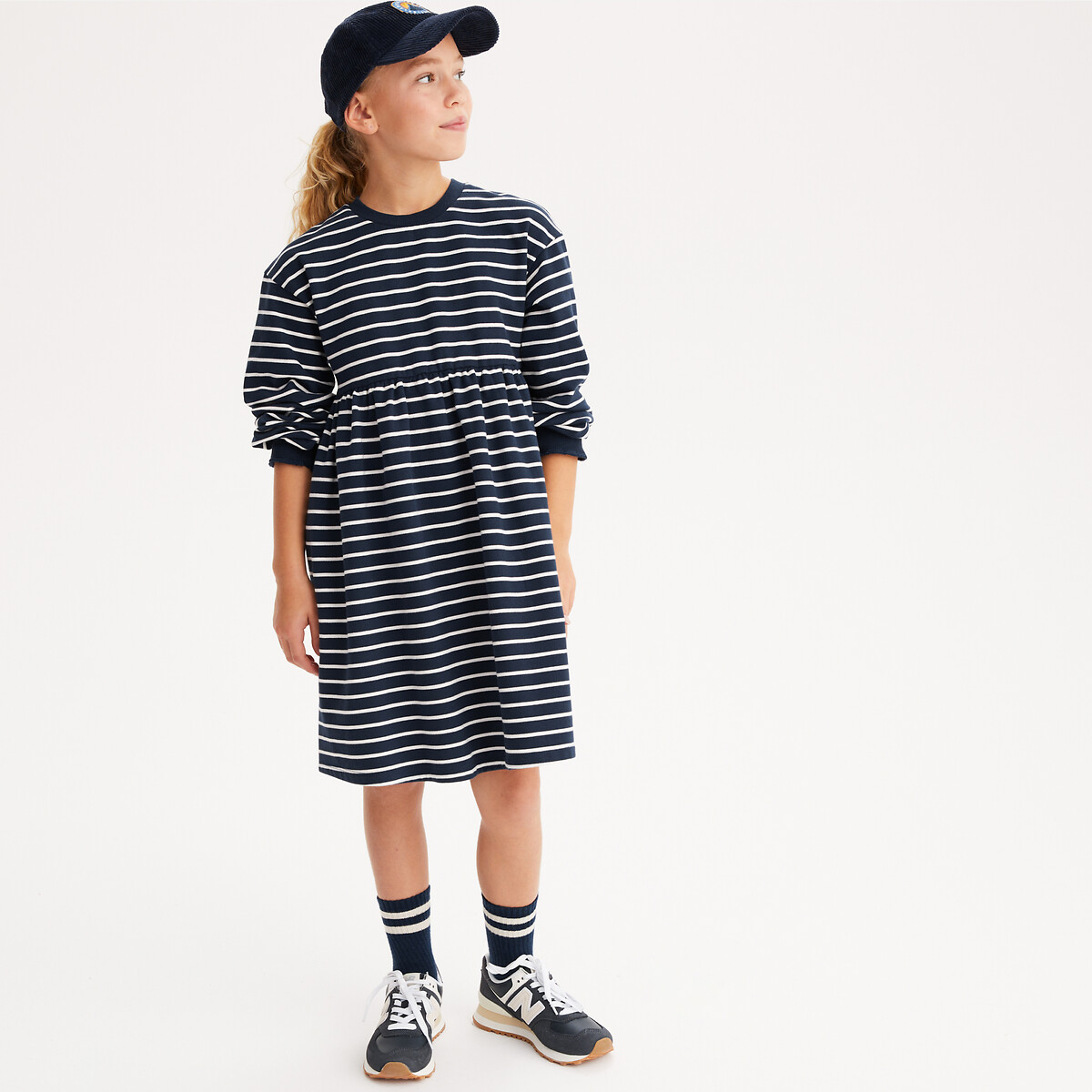 COLEÇÃO LA REDOUTE<br>Vestido listrado de mangas compridas em fleece