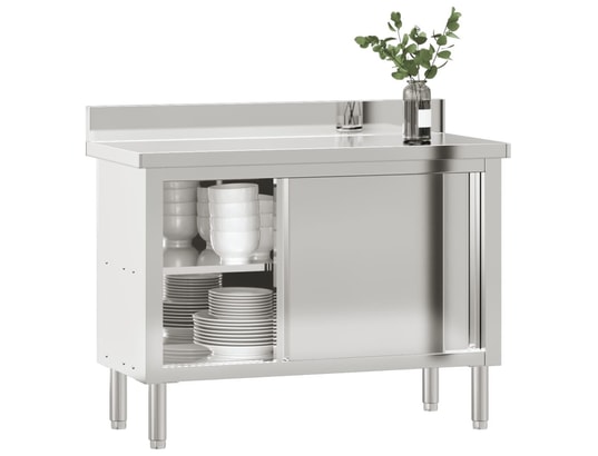 VIDAXL - Mobilier de cuisine Table de travail de cuisine avec portes coulissantes inox