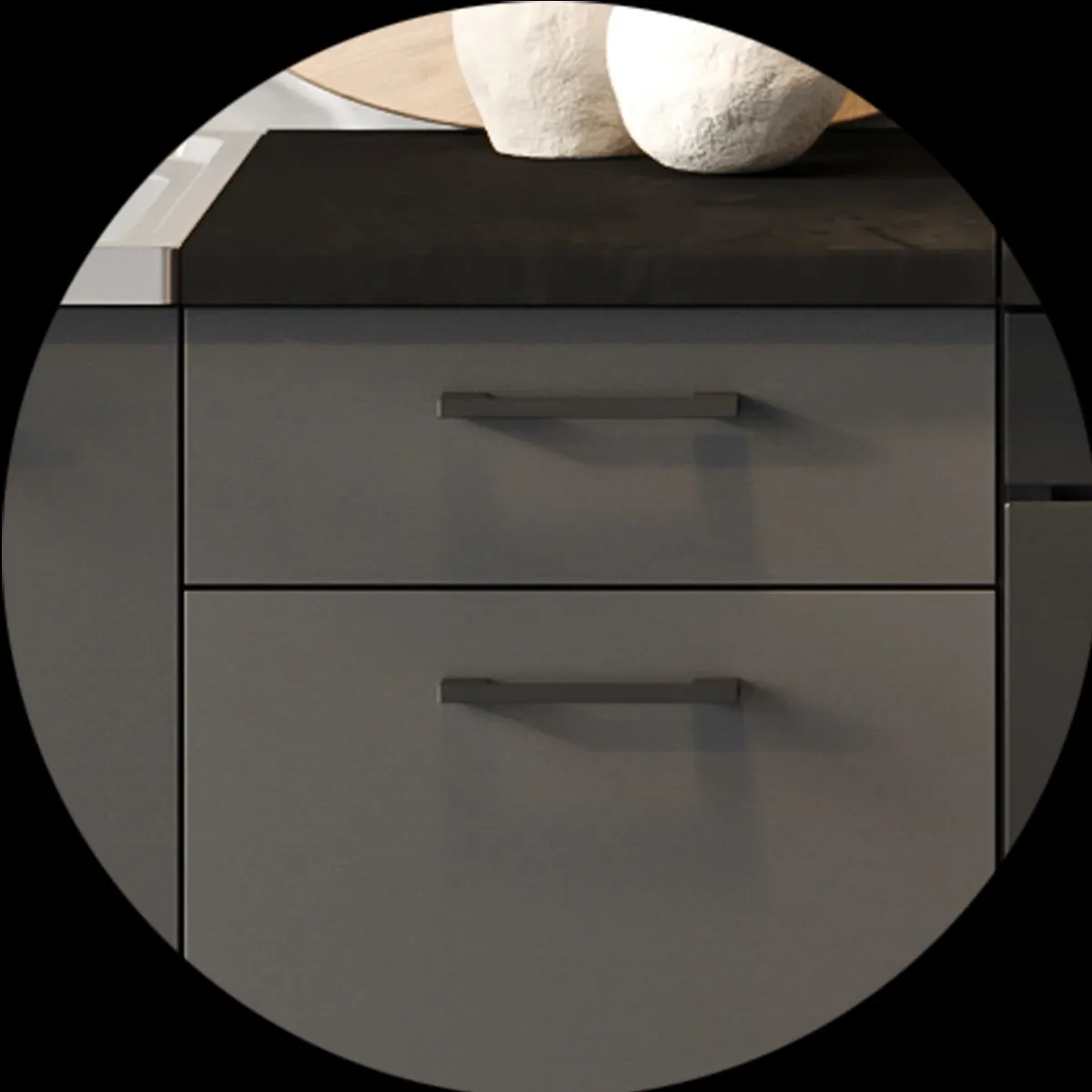 Pegane Cuisine Complète LUNA Graphite - 180/240 cm