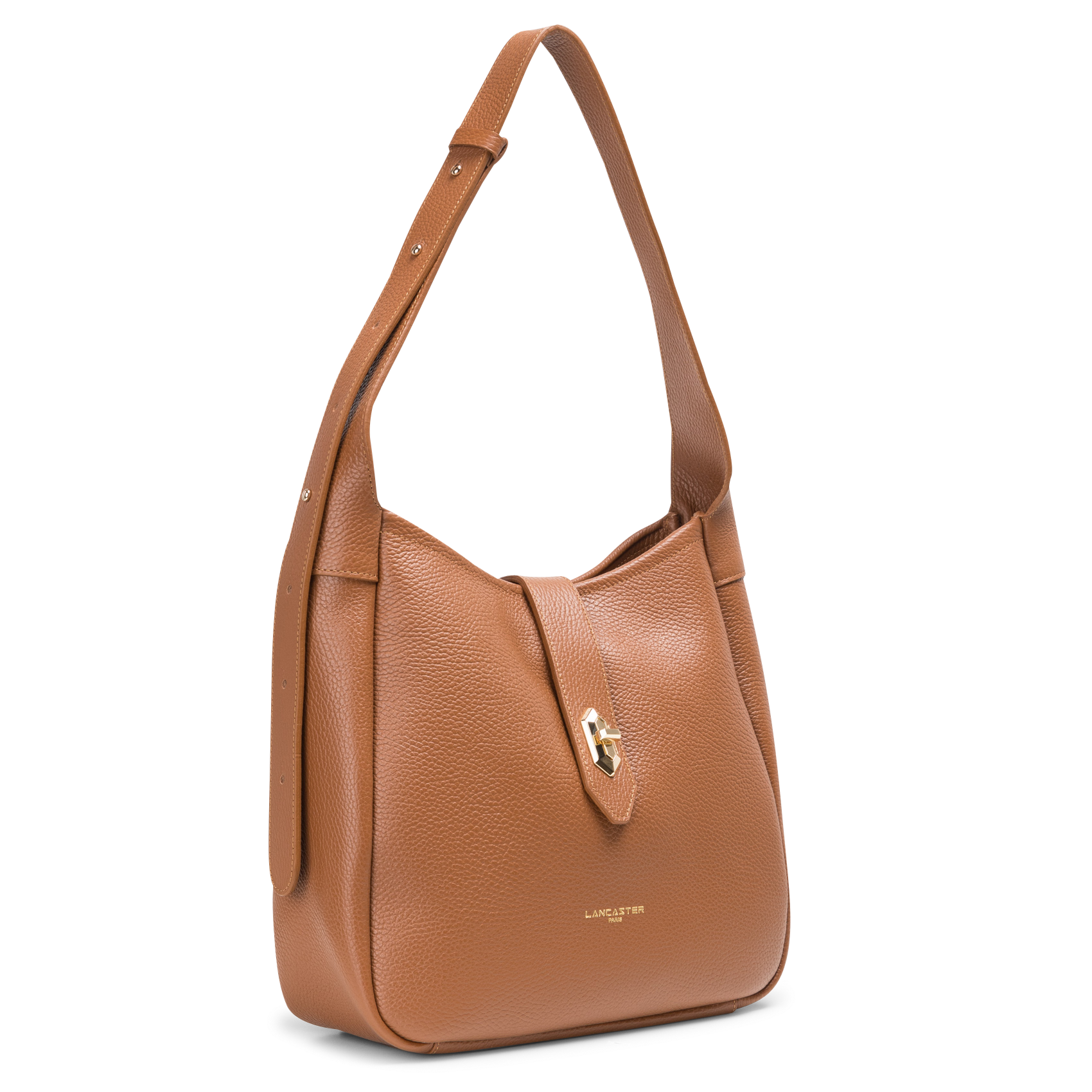 TOP DOUBLE - Sac seau en cuir grainé| Marron