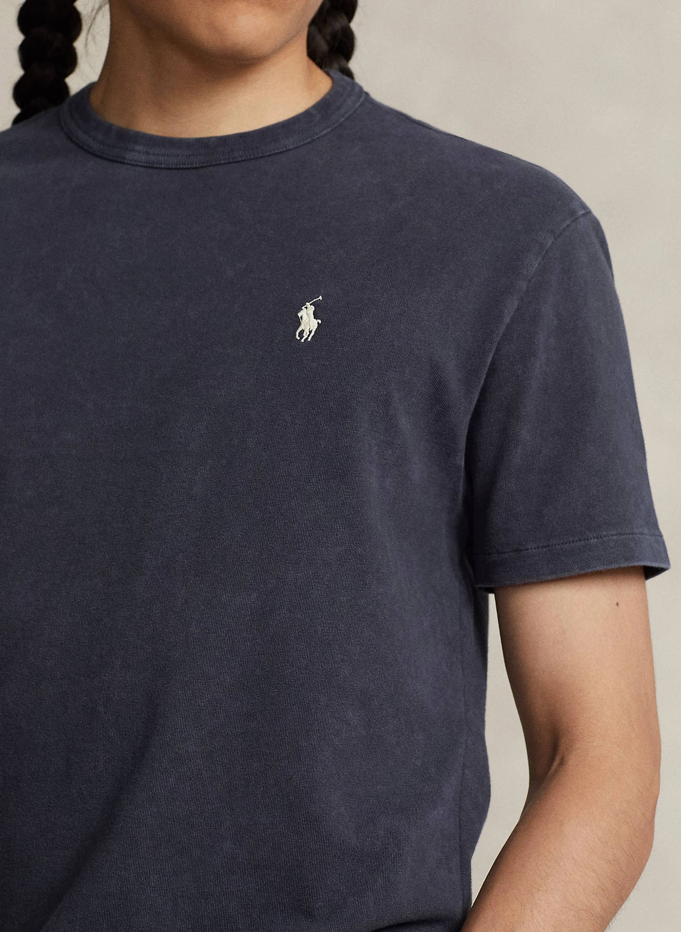 Tee-shirt droit col rond en coton | Noir