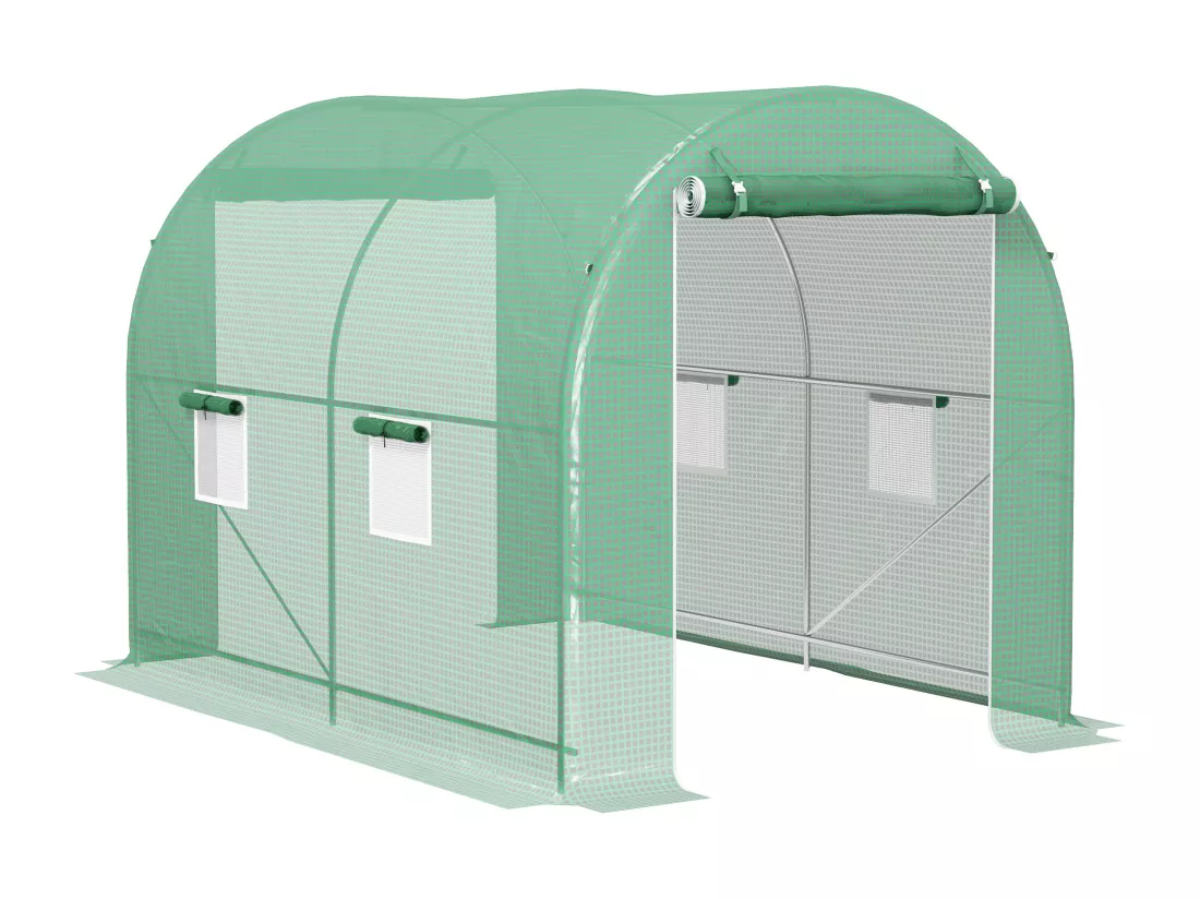 Serre de jardin tunnel surface sol 6 m² châssis tubulaire renforcé vert