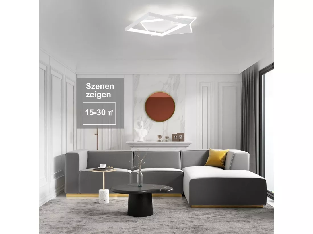 NETTLIFE Plafonnier LED Salon Lampe à Intensité Variable 50W Design Moderne avec Télécommande en Métal pour Salle à Manger Cuisine Chambre