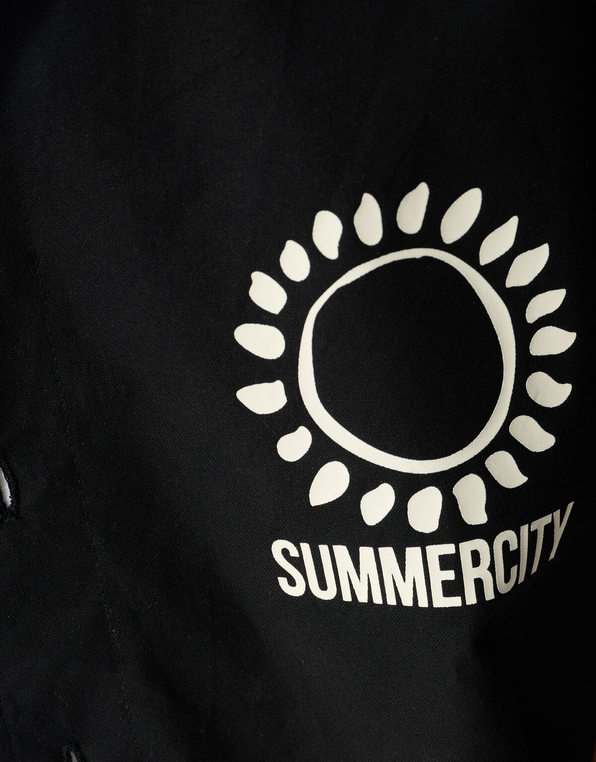 Linnen Artwork Overshirt Zwart