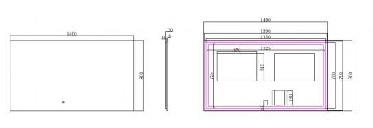Mueller Sunshine spiegel met LED 140x80cm