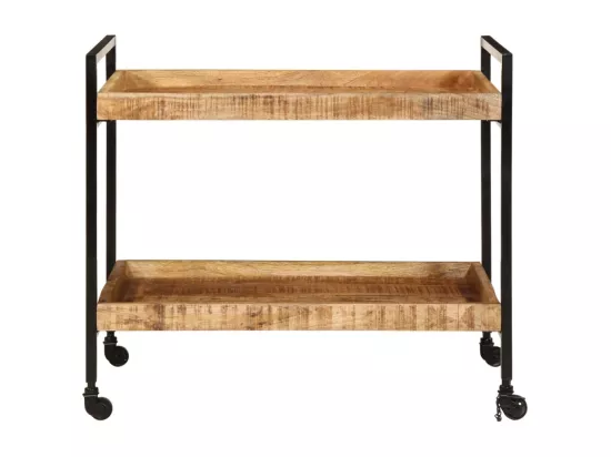 Chariot de cuisine 80x55x70 cm bois de manguier brut massif