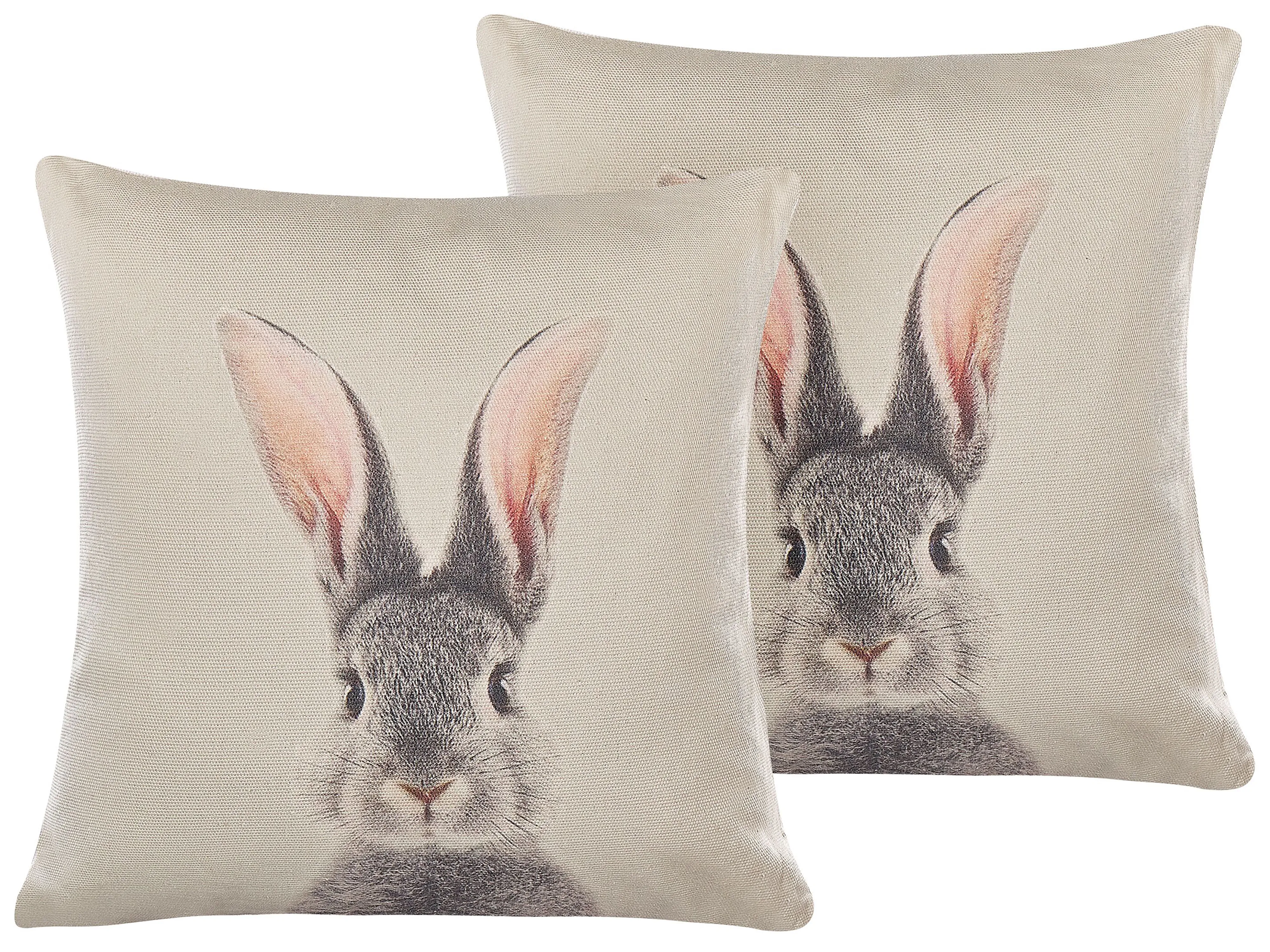 Set van 2 sierkussens QUERCUS 45 x 45 cm Taupe dierenprint