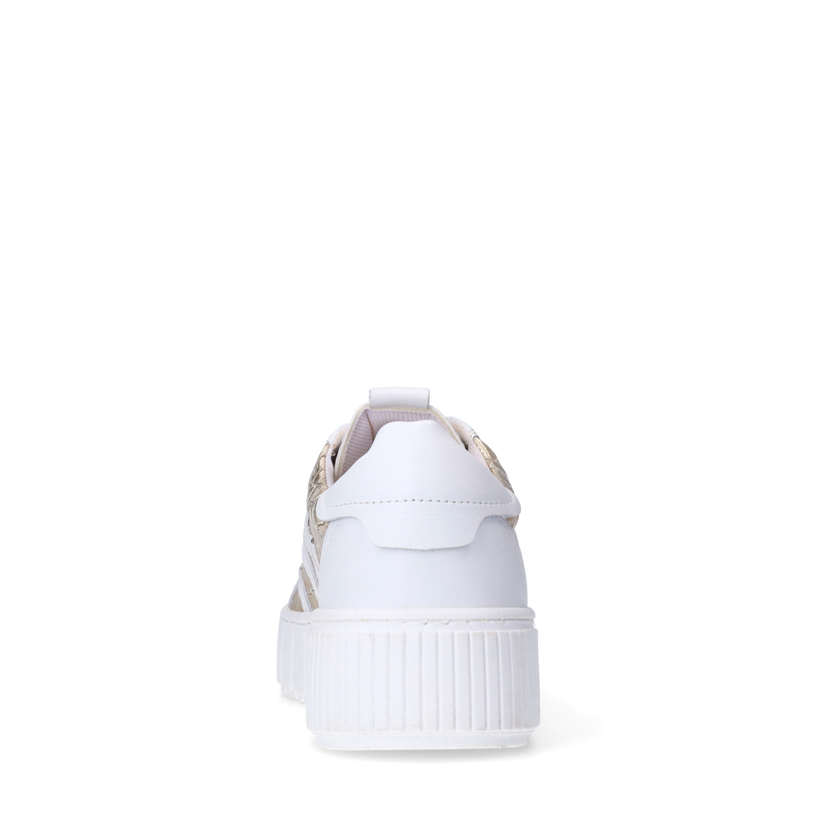 Witte leren sneakers met gouden croco details