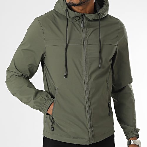 Veste Zippée Capuche Vert Kaki