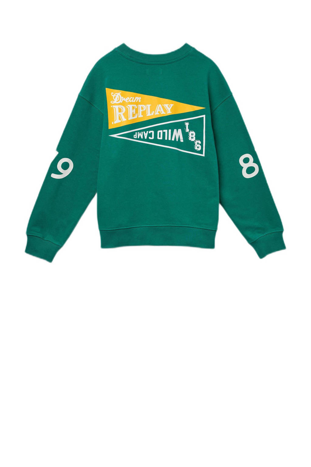 REPLAY trui met printopdruk groen