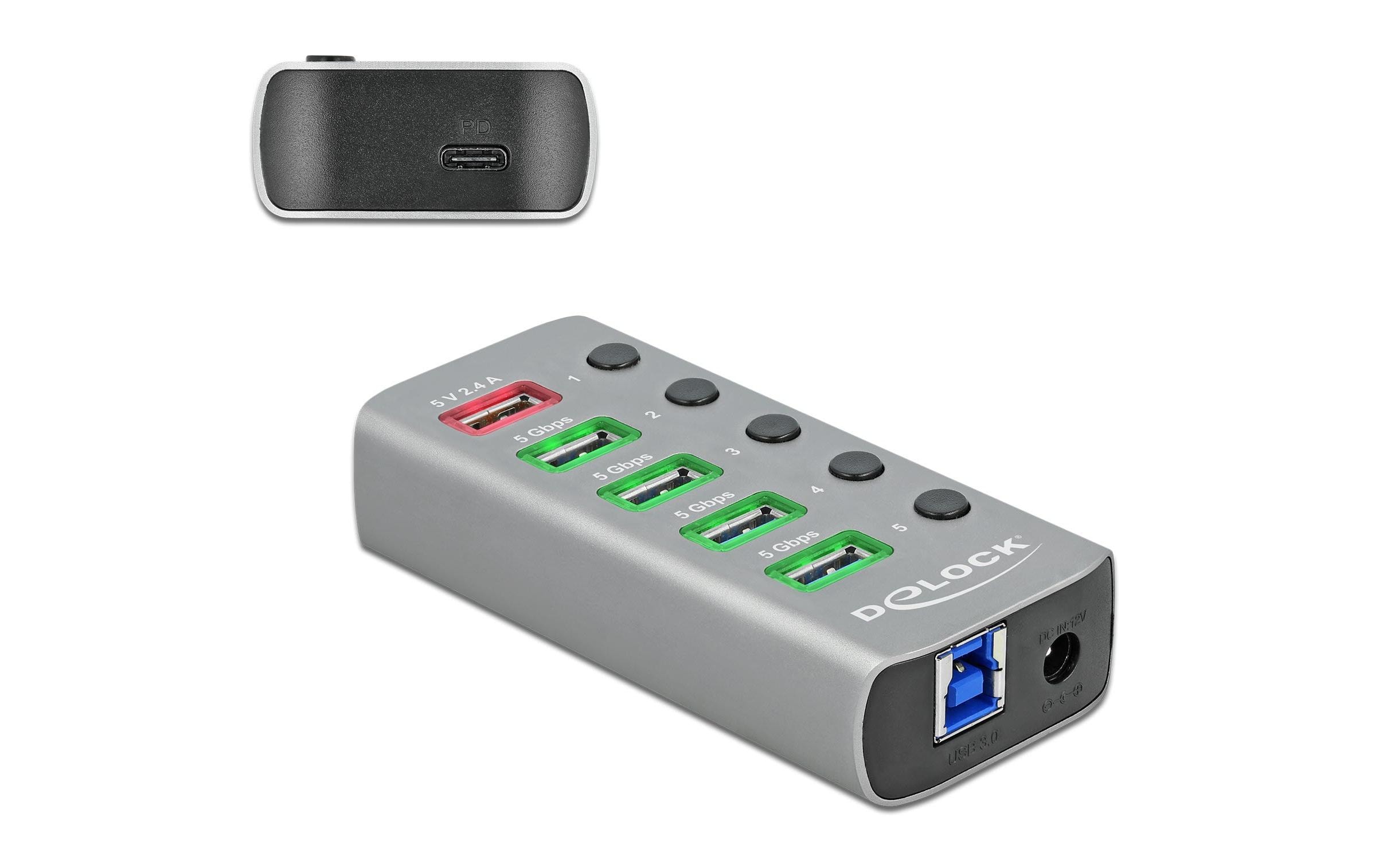 USB-Hub 63263 USB 3.0 - 4x USB-A / 2x LadeanschlussUSB-Hub mit einzeln aktivierbaren Anschlüssen