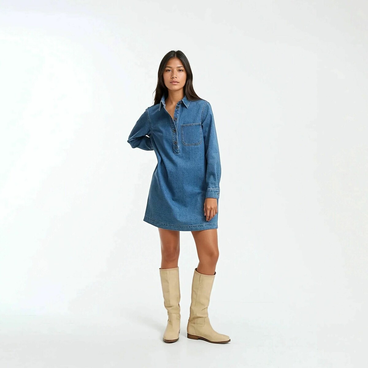 COLEÇÕES LA REDOUTE<br>Saia curta jeans, Assinatura ALBANE