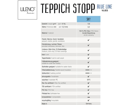 Antislip ondervloer tapijtstop Sky fleece 60x330 cm