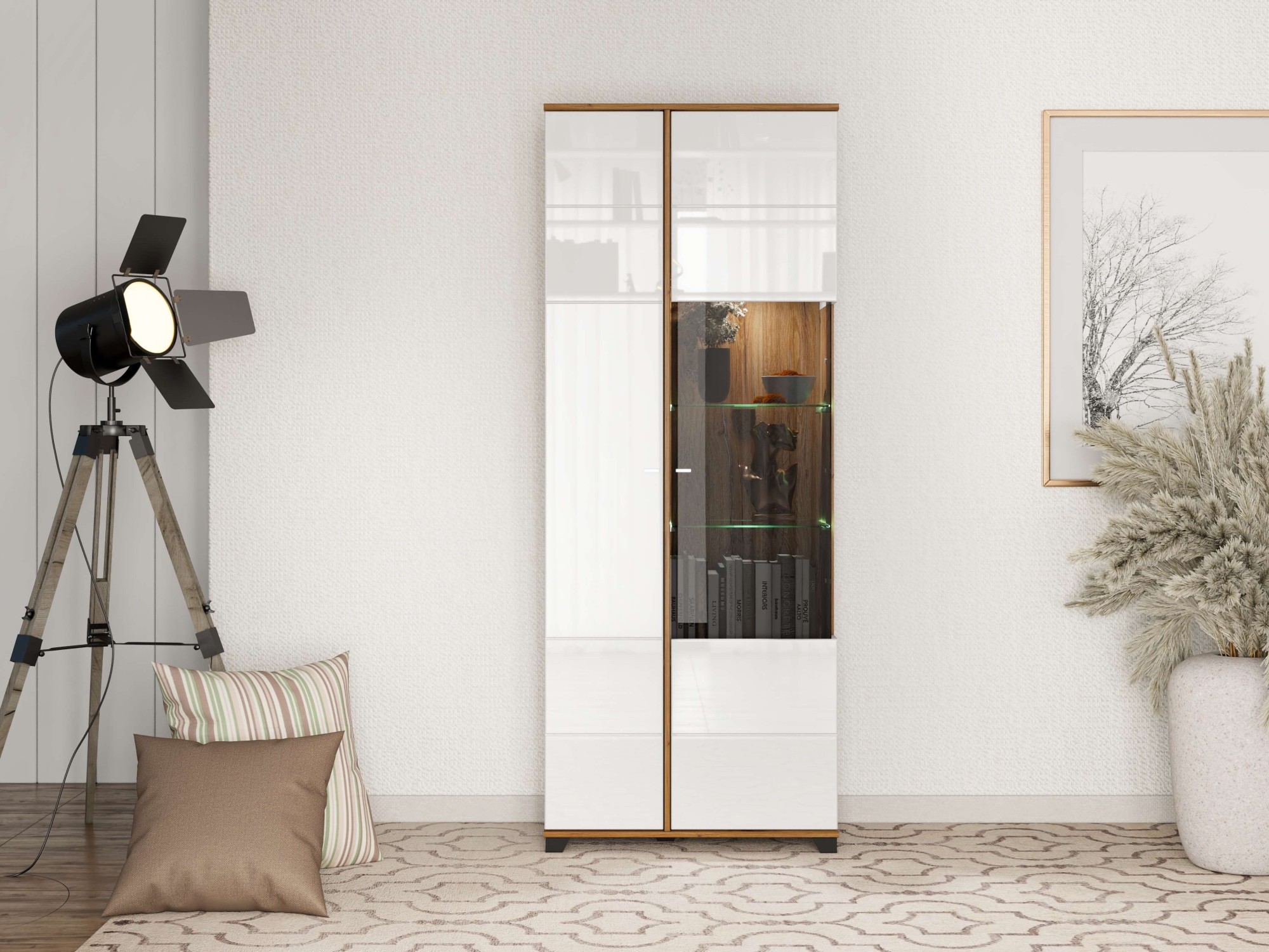 INOSIGN Vitrine »Burgundy Vitrinenschrank, Standvitrine, Showcase« Hochglanzfronten, Glastür, Komplettes Innenleben