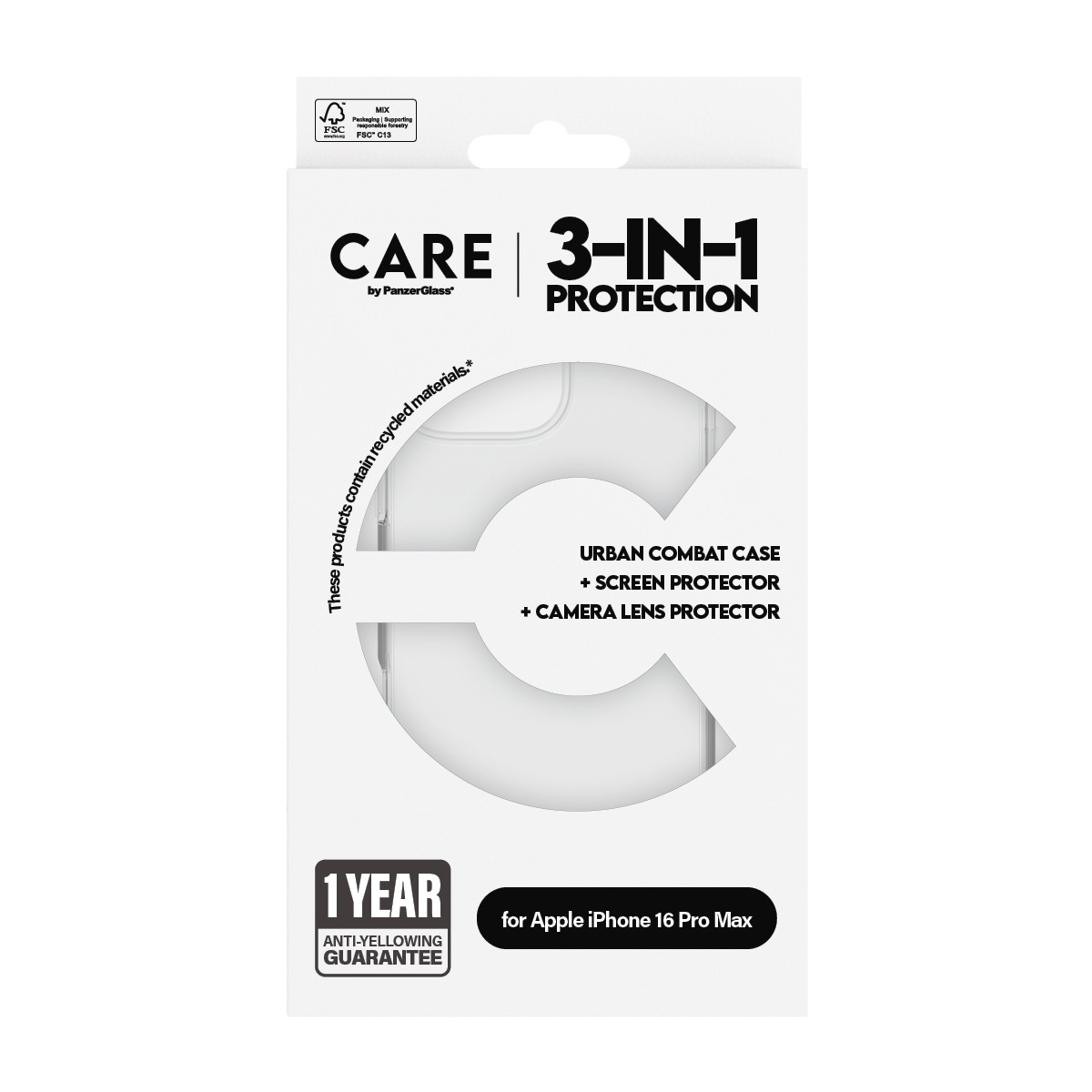 CARE by PanzerGlass Displayschutzglas »3-in-1 Protection, Glass, Case, Lenscover« für Apple iPhone 16 Pro Max Displayschutzfolie, Schutzfolie, Bildschirmschutz, kratz- & stossfest