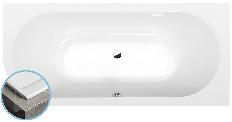Polysan Viva Slim inbouw hoekbad rechts 185x80x47cm wit