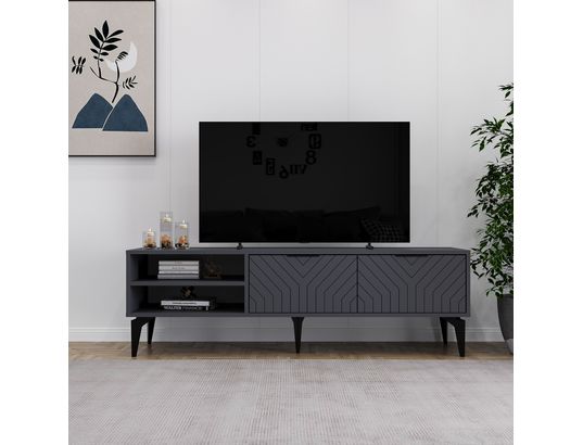 CONCEPT1 - Meuble TV Regina anthracite 160 x 29,6 x h50 cm