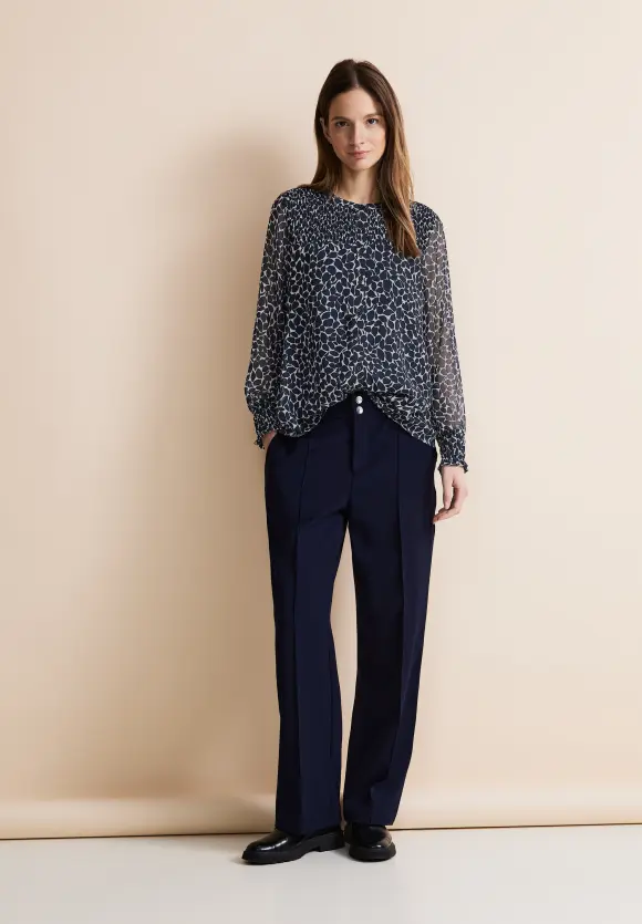 Chiffonbluse mit Print - deep blue