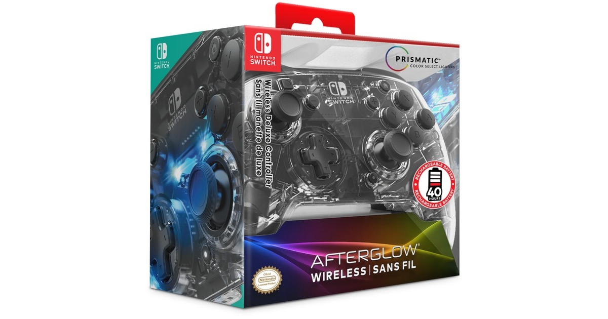 PDPAfterglow Wireless Deluxe Controller  (Transparant/zwart, Nintendo Switch, Nintendo Switch - OLED, Nintendo Switch Lite)