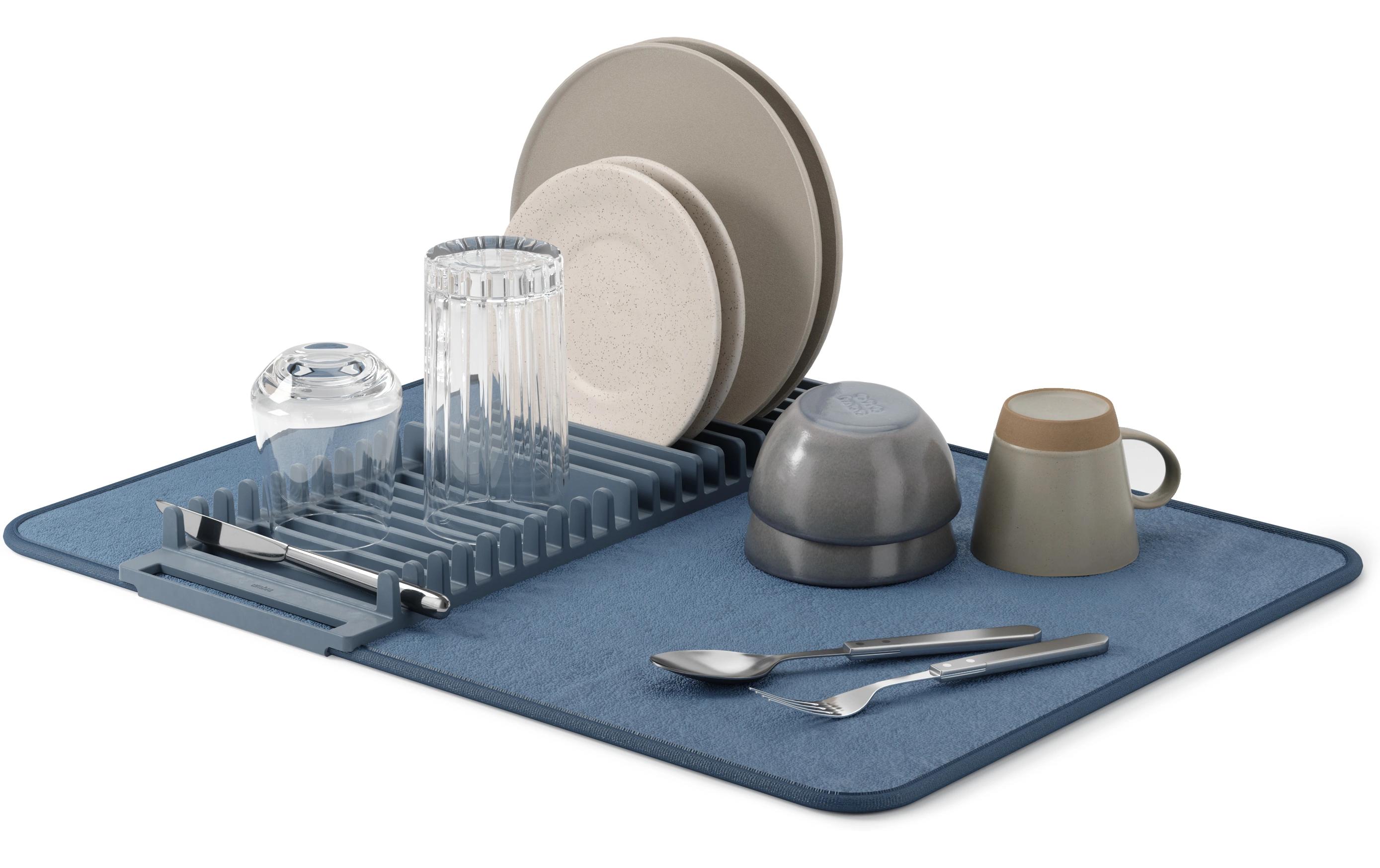 Abtropfgestell Udry DenimGeschirr-Abtropfgestell und Mikrofaser-Abtropfmatte