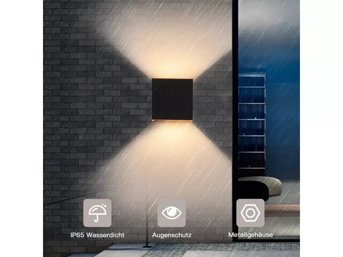 NETTLIFE LED Applique Noire,2 pièces - Extérieur/Intérieure Lampe Murale 5W ，double faisceau réglable étanche IP65 230V 3000K