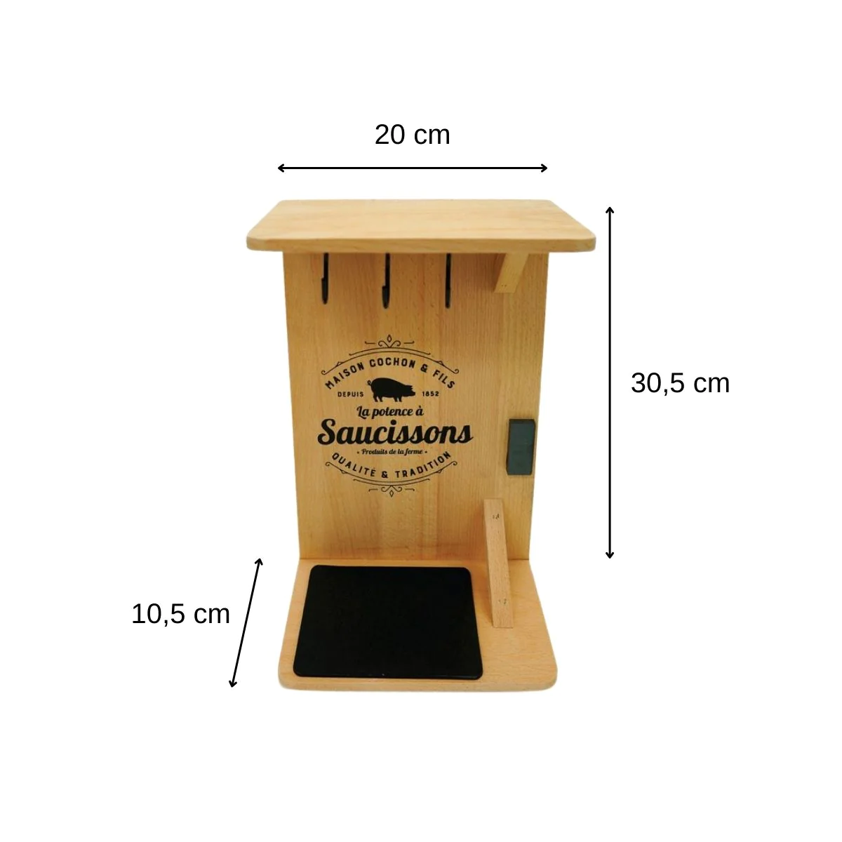 Support en bois pour saucisson sec avec crochets Fackelmann