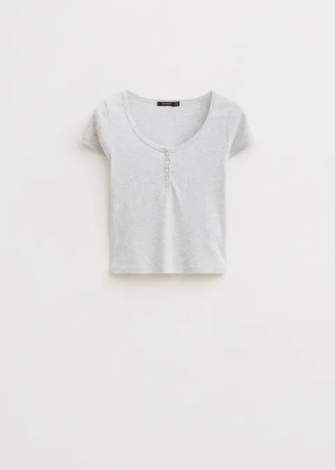 T-shirt met knoopjes grijs (GRS.MEL)