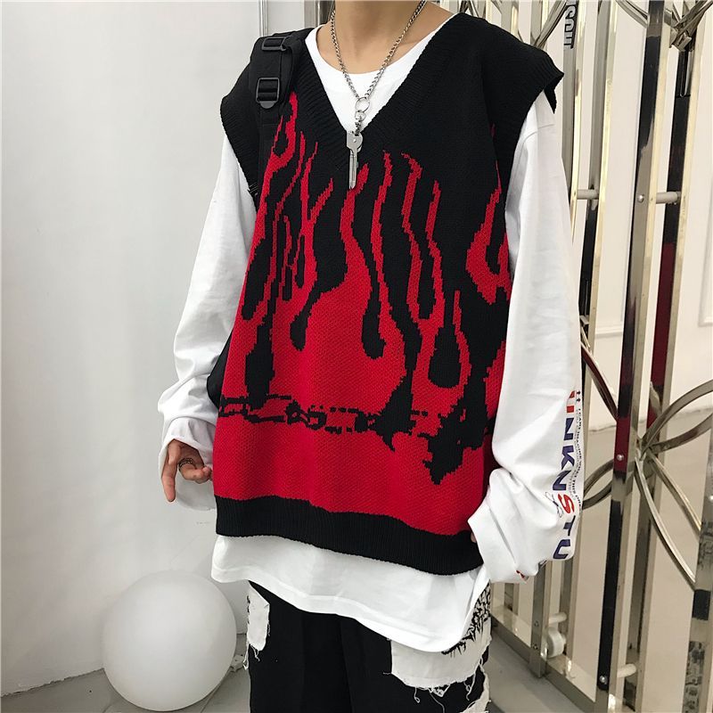 2DAWGS - Matching Fire Print Knit Vest voor koppels