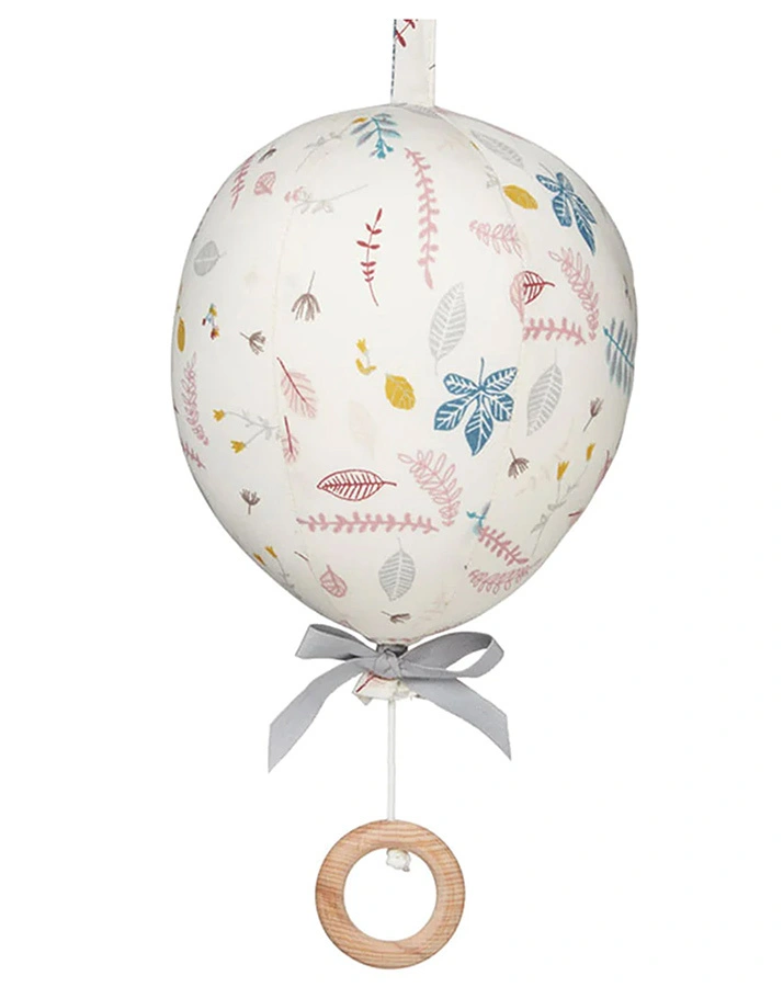 Spieluhr BALLOON – PRESSED LEAVES ROSE in weiß/rosa