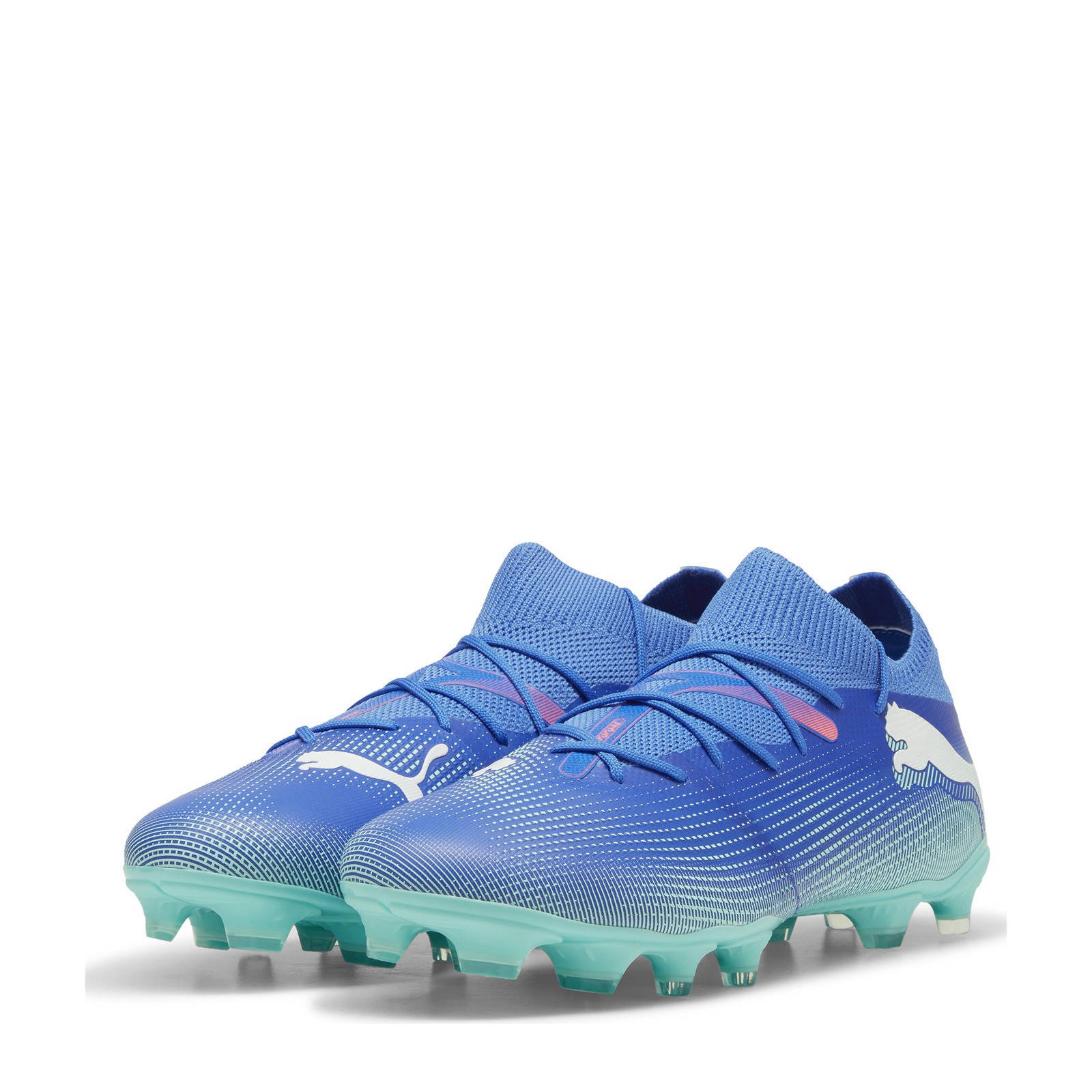 Puma Future 7 Match  senior voetbalschoenen kobaltblauw/wit/mintgroen