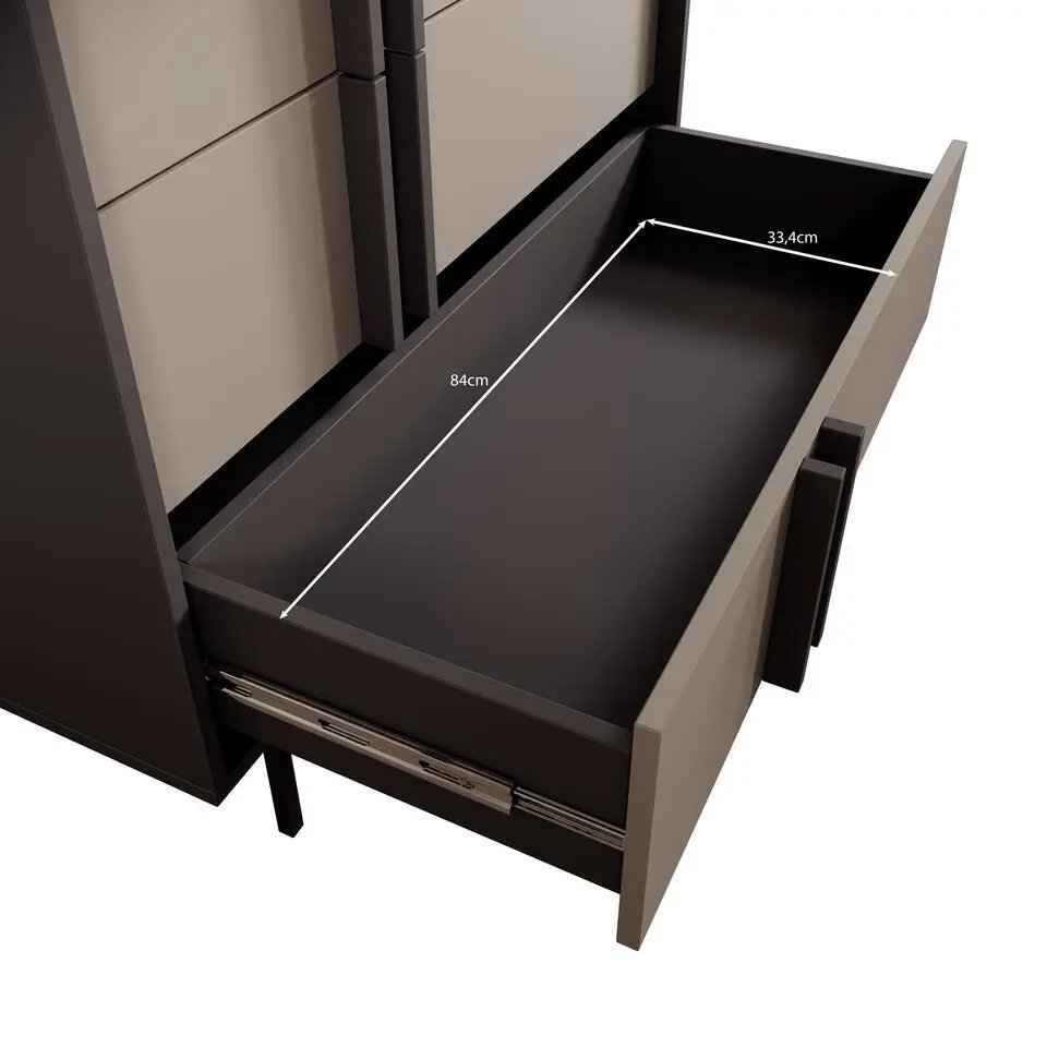 Meubella - Antigo - Ladekast met 3 lades - Eiken/Antraciet - 93x43x87 cm