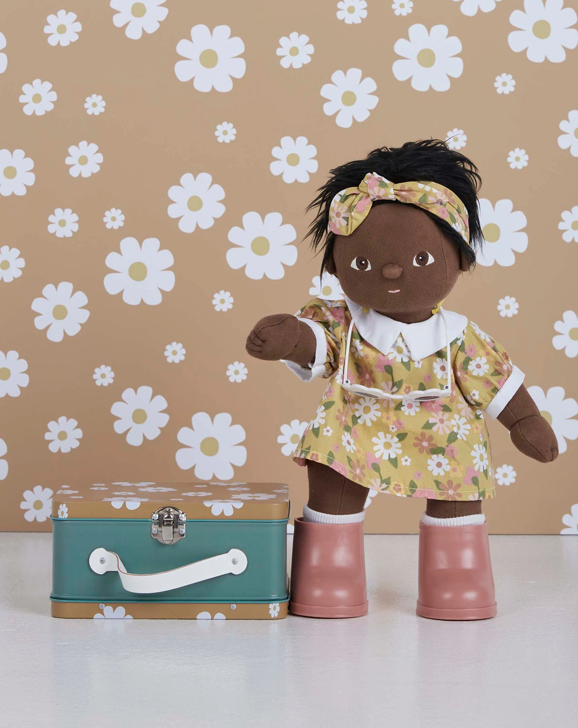 Puppenzubehör PUPPENKOFFER - PRETEND (35cm) 5-teilig in gelb/rosa