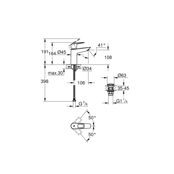 Grohe Wastafelmengkraan Start Loop M-size met Waste Chroom