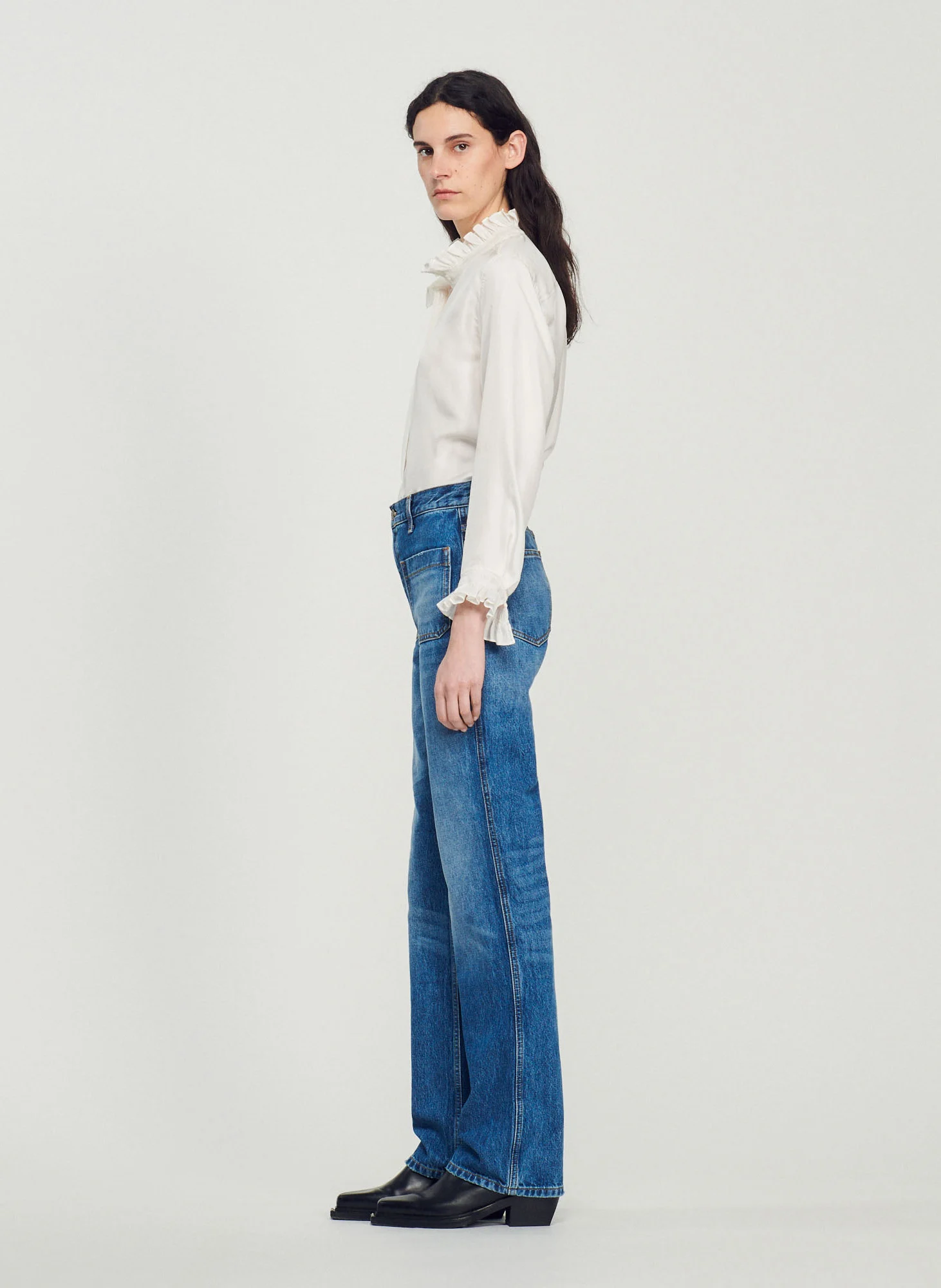 Jean flare en coton| Bleu