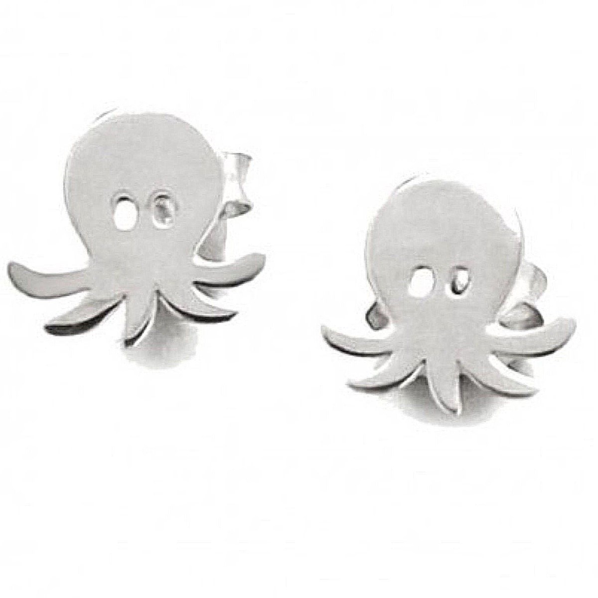 Boucles d'oreilles femme enfant petite pieuvre poulpe en argent