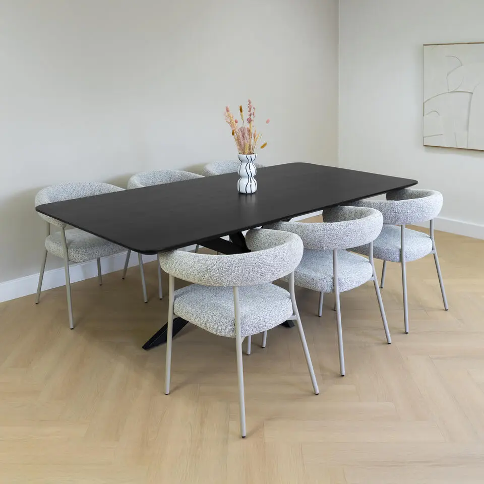 QUVIO Eettafel Sofia - Rechthoekig - FSC® - 220x110 cm - Zwart