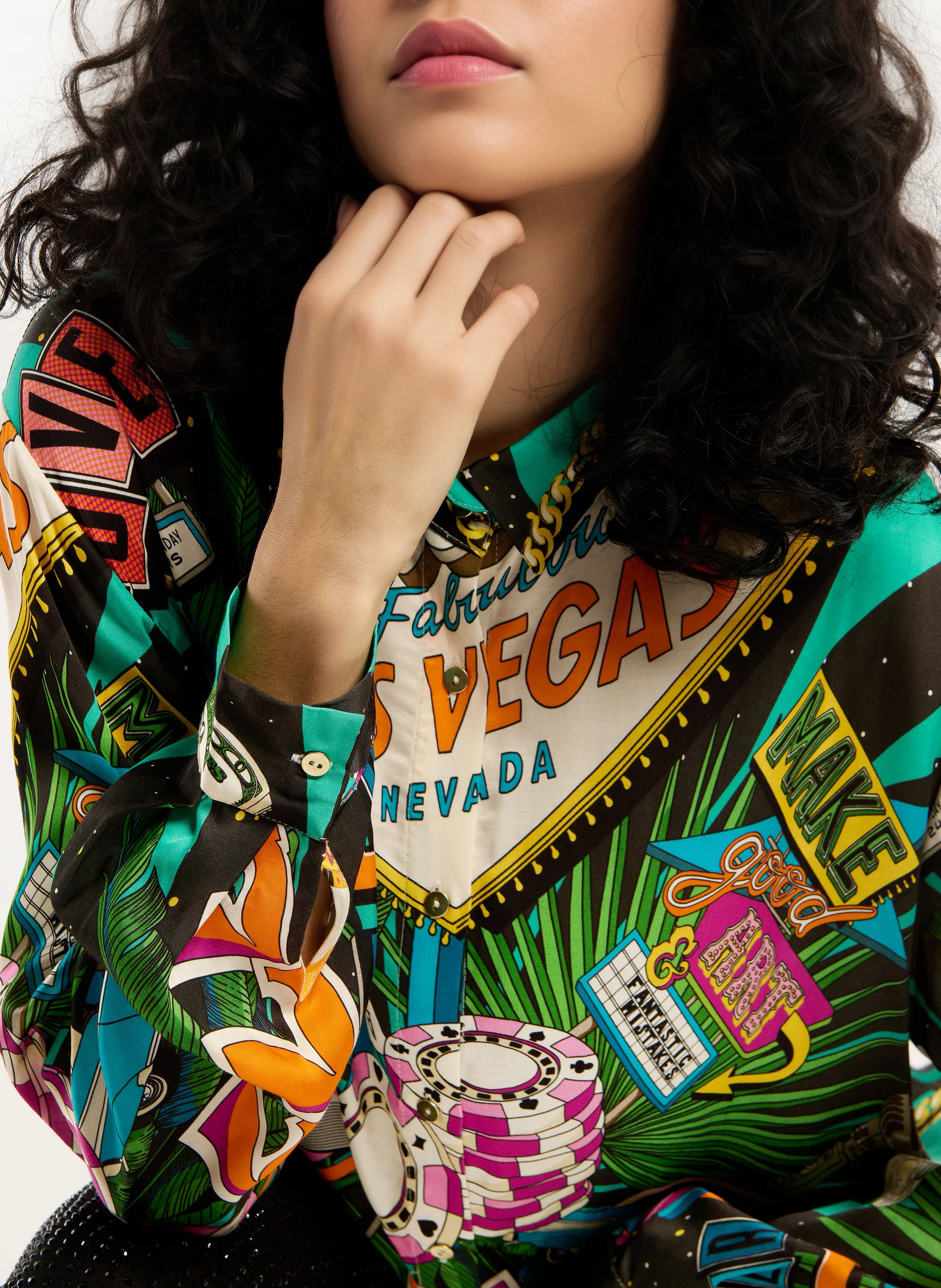 BONAVENTURE VEGAS - Chemise oversize imprimée | Noir