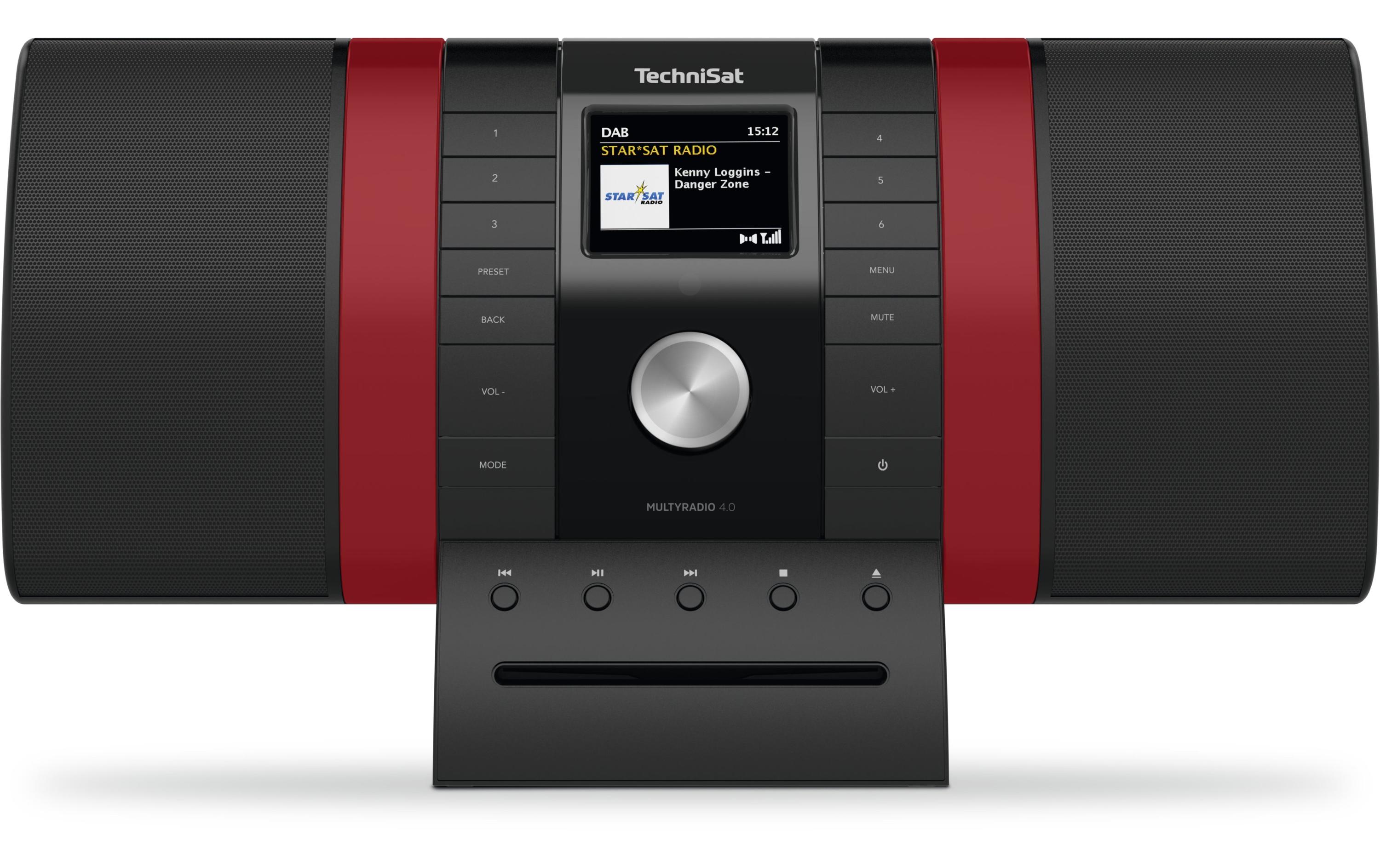 DAB+ Radio MultyRadio 4.0 Rot/Schwarz<br>DAB+/UKW/Internet-Stereoradio mit CD-Player, Farbdisplay und Musikstreaming