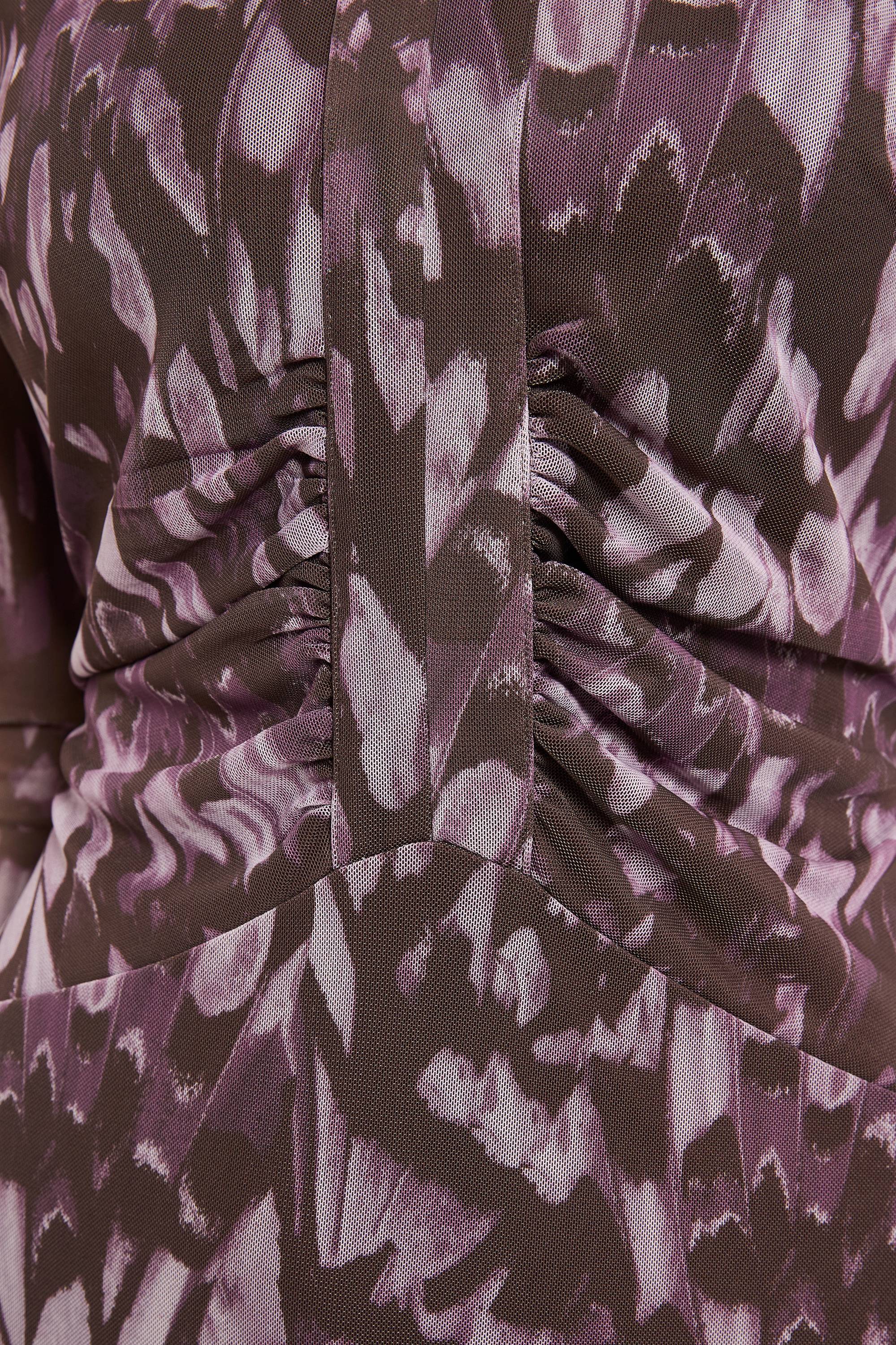 Wallis Robe Midi Col Froncé En Maille Motif Papillon Abstrait