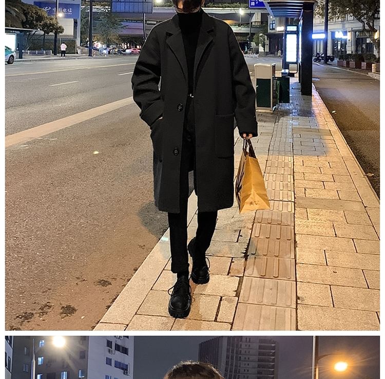 Breeson - Trenchcoat met lange mouwen en effen kleur