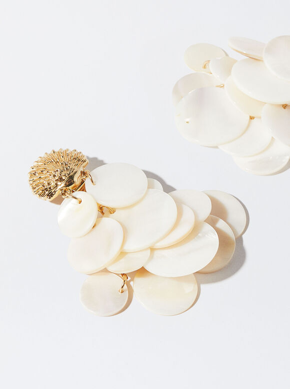 Brincos de pressão com concha - Branco
