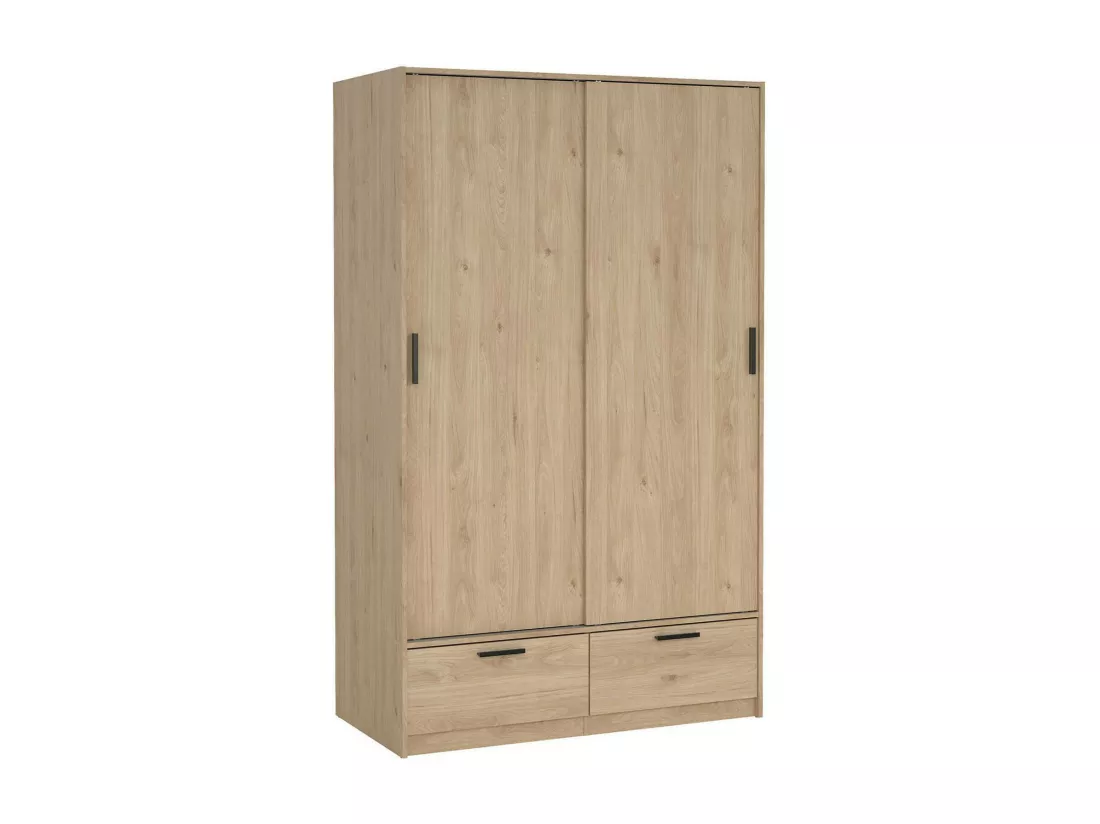 Garde-robe 2 portes Dschoute, Meubles de chambre, Penderie de plain-pied, Placard à vêtements, 121x60 h200 cm, Chêne clair