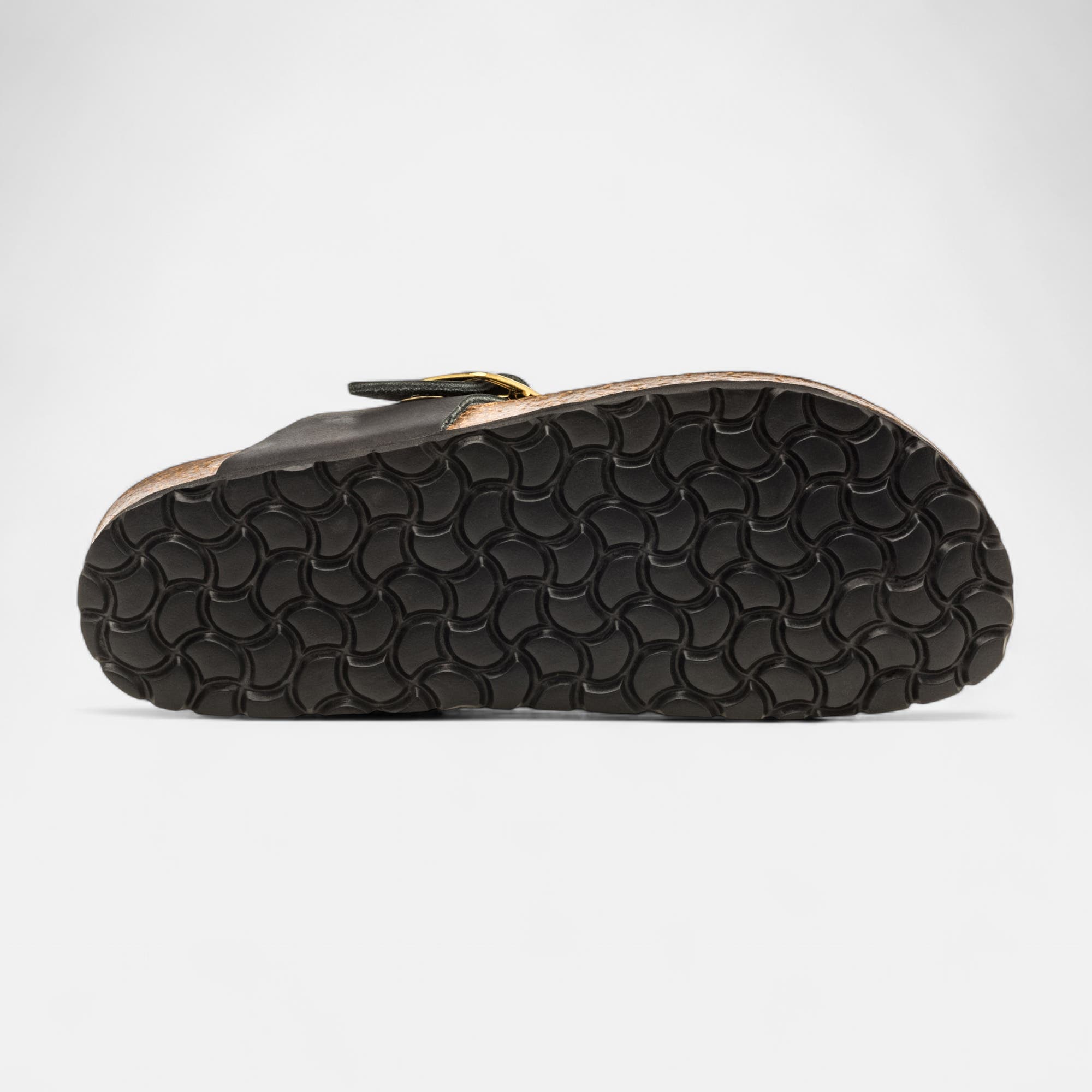 Mules semelle liège Femme en cuir noir