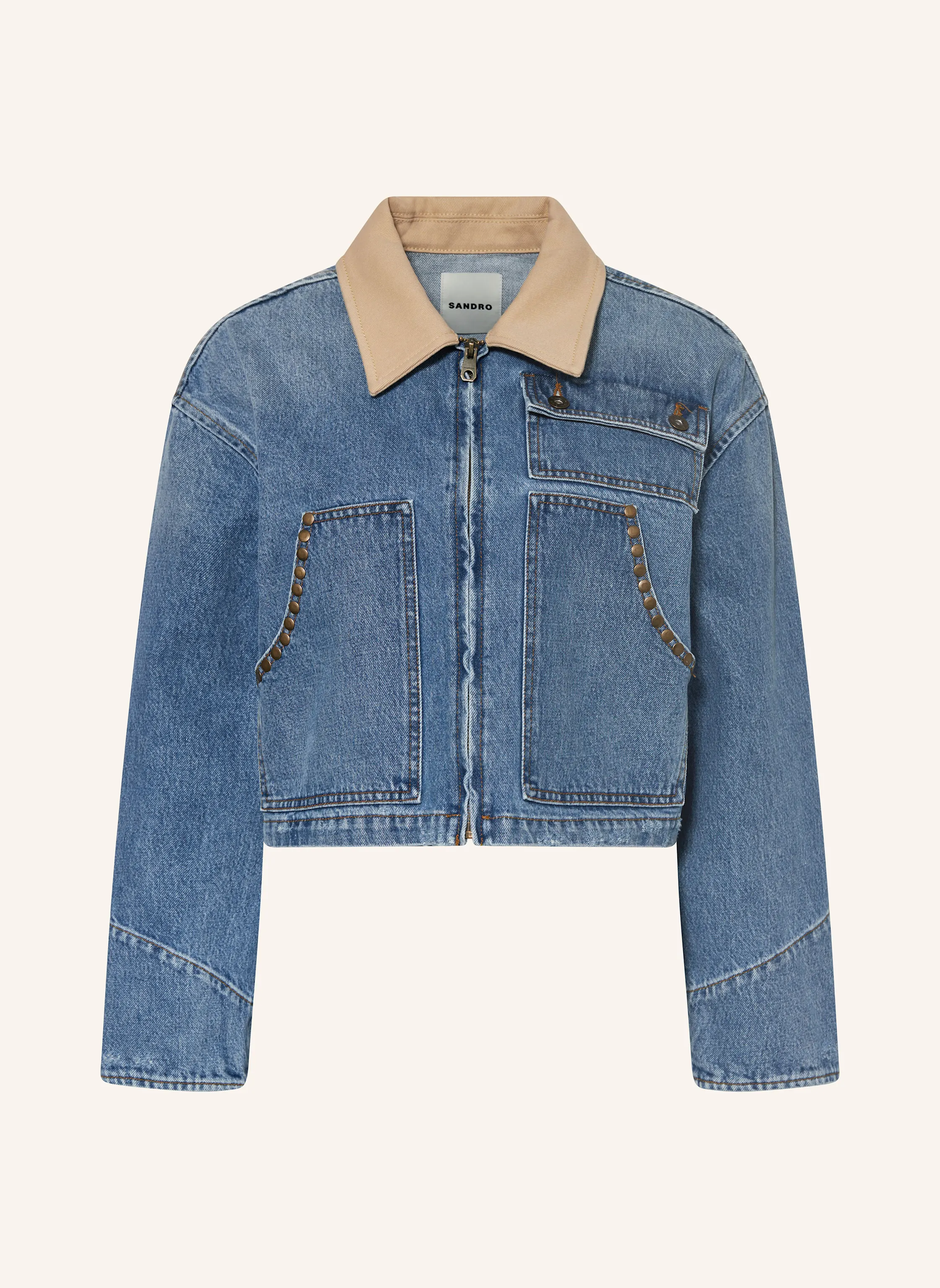 SANDRO Jeansjacke mit Schmucksteinen