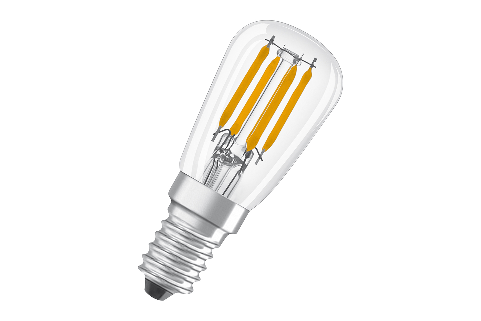 Mini LED-lyspære E14 Klart glass med E14-sokel og varmhvitt lys. 250lm. Ikke dimbar.