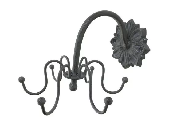 Porte manteaux en métal gris 16 x 22 cm