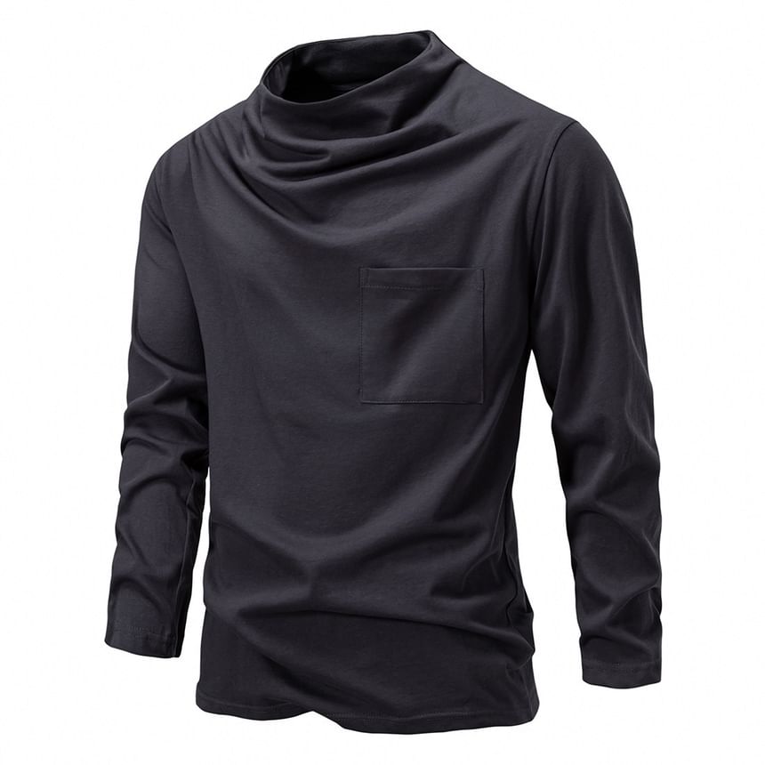 Blueforce - T-shirt met lange mouwen en mockneck, effen zakje en detail
