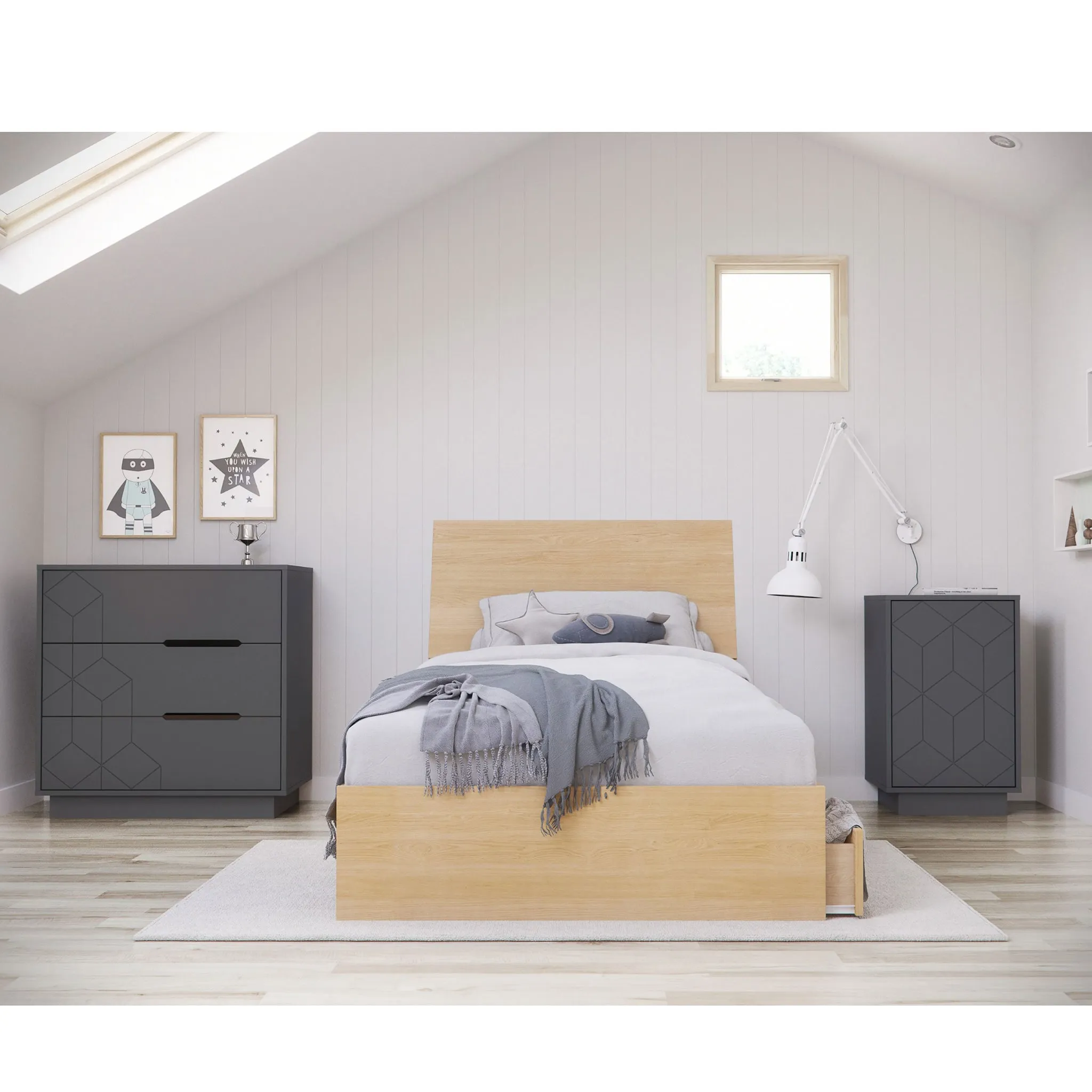 Nexera Table de Nuit - Gris Charbon