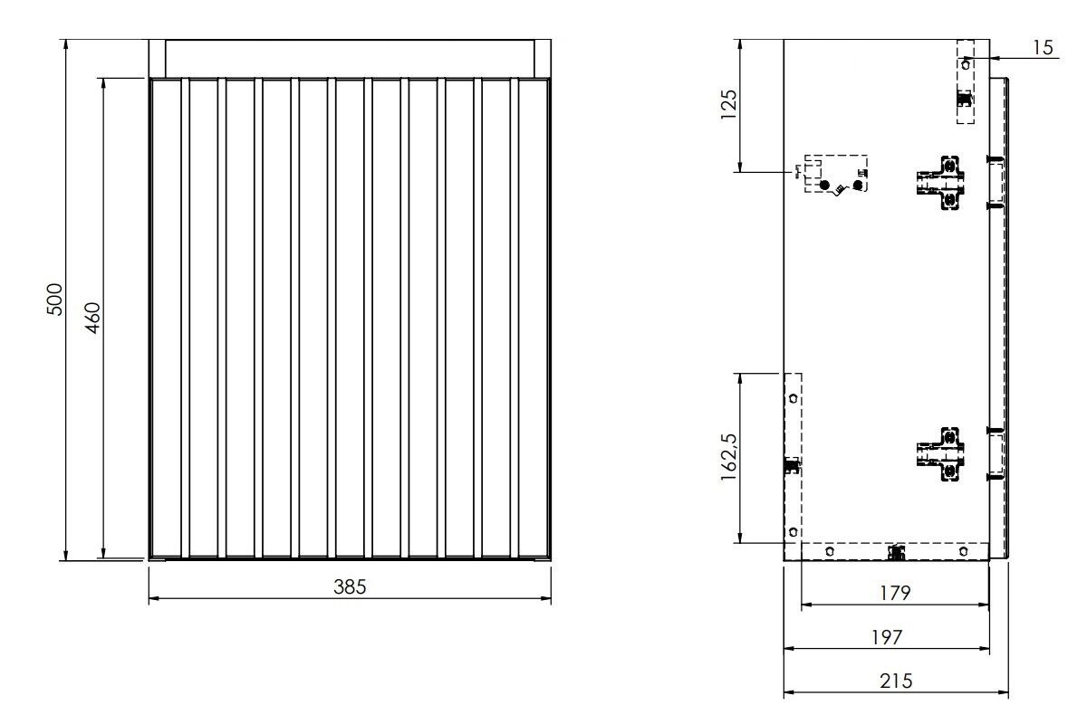 Fontana Recto toiletmeubel ribbelfront kasteel bruin 40x22cm met natuurstenen fontein links
