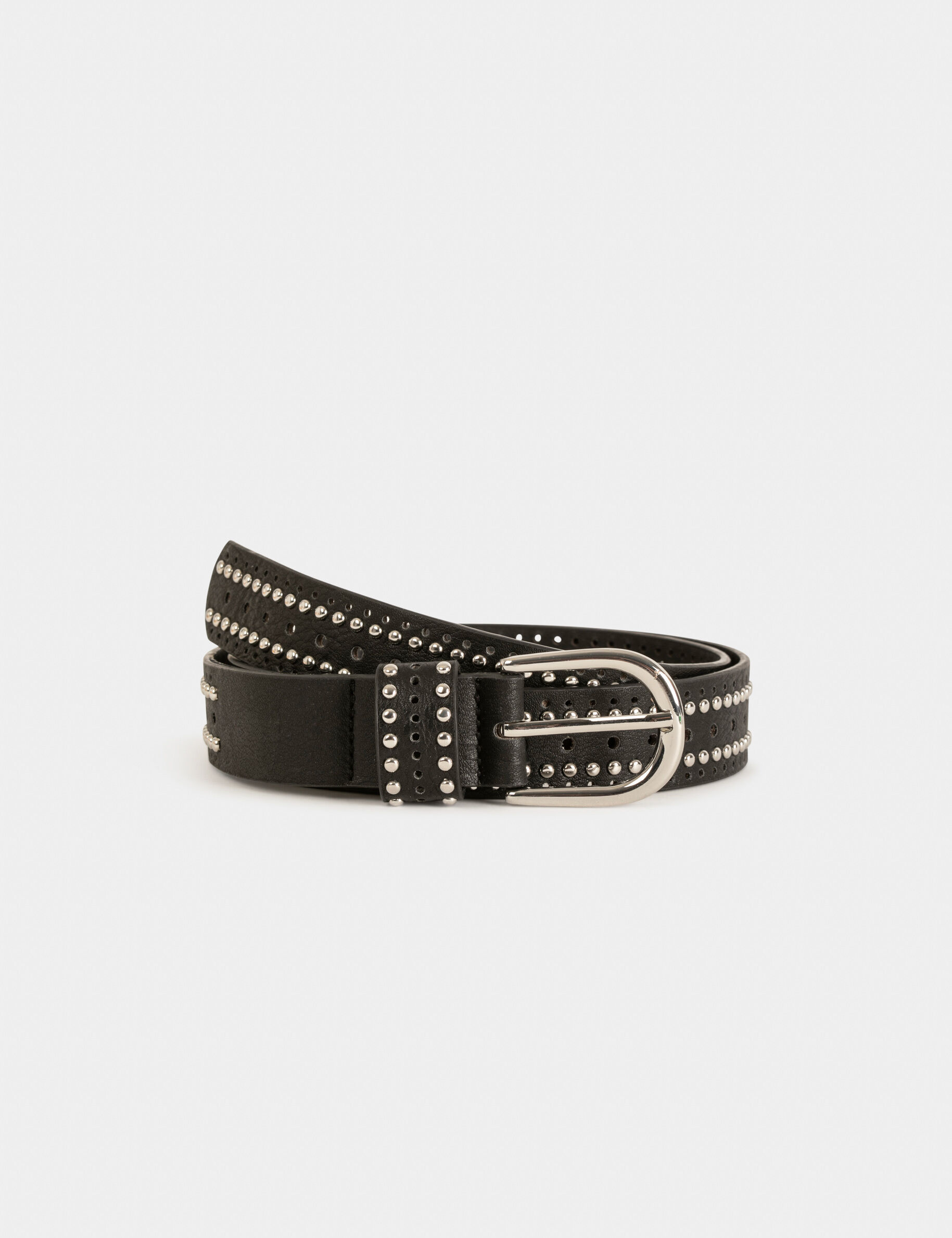 Ceinture avec clous et perforations noir femme - noir